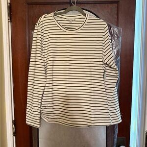 Classic Striped Long Sleeve Tee - Olive Green and White